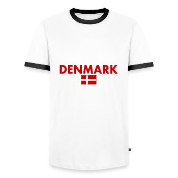 Denmark - Men's Ringer Shirt - white/black - Front - AI Model Female 172 light (172cm) & AI Model Male 178 dark (178cm)