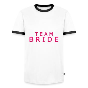 Team bride - T-shirt contrasté Homme - blanc/noir - Devant - AI Model Female 172 light (172cm) & AI Model Male 178 dark (178cm)