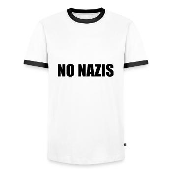 No nazis - T-shirt contrasté Homme - blanc/noir - Devant - AI Model Female 172 light (172cm) & AI Model Male 178 dark (178cm)