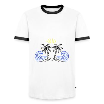 Island Sea Sun - Men's Ringer Shirt - white/black - Front - AI Model Female 172 light (172cm) & AI Model Male 178 dark (178cm)