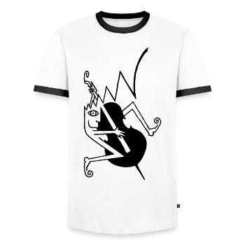Rockabilly double bass / double bass - Men's Ringer Shirt - white/black - Front - AI Model Female 172 light (172cm) & AI Model Male 178 dark (178cm)