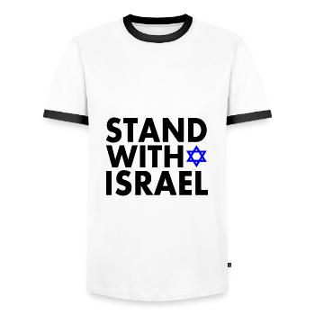 Israel - Männer Kontrast-T-Shirt - Weiß/Schwarz - Vorne - AI Model Female 172 light (172cm) & AI Model Male 178 dark (178cm)