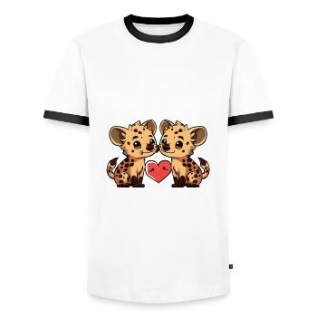 Hyäne Paar Valentinstag - Männer Kontrast-T-Shirt - Weiß/Schwarz - Vorne - AI Model Female 172 light (172cm) & AI Model Male 178 dark (178cm)
