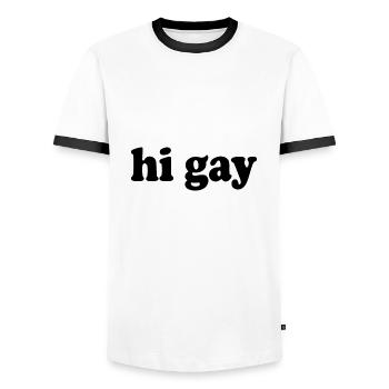 Gay - Men's Ringer Shirt - white/black - Front - AI Model Female 172 light (172cm) & AI Model Male 178 dark (178cm)