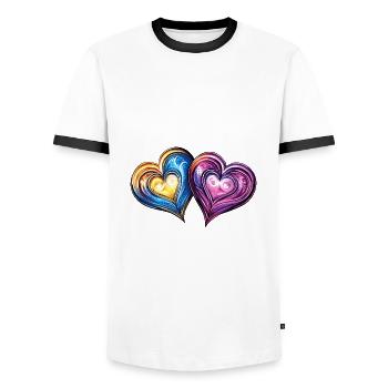 Colorful Hearts Love Marriage - Men's Ringer Shirt - white/black - Front - AI Model Female 172 light (172cm) & AI Model Male 178 dark (178cm)