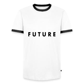 Future - Men's Ringer Shirt - white/black - Front - AI Model Female 172 light (172cm) & AI Model Male 178 dark (178cm)