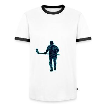 floorball floorball floorball players - Men's Ringer Shirt - white/black - Front - AI Model Female 172 light (172cm) & AI Model Male 178 dark (178cm)