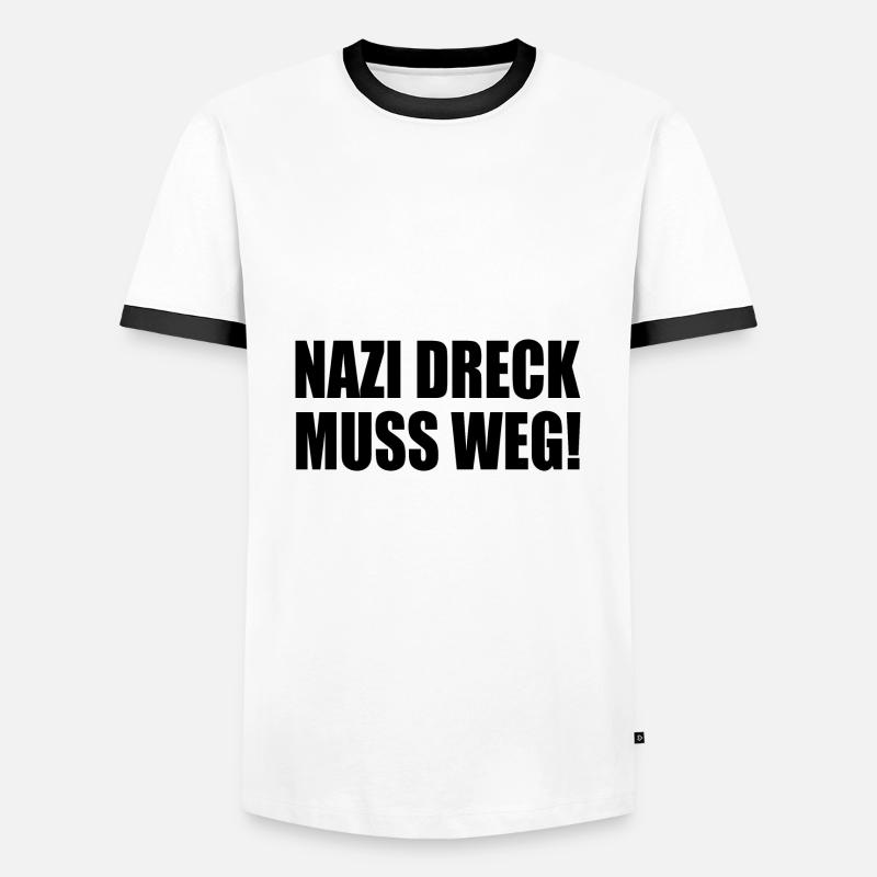 Nazis dreck muss weg - Männer Kontrast-T-Shirt - Weiß/Schwarz