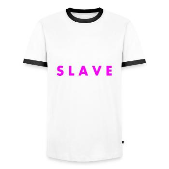 Slave - Männer Kontrast-T-Shirt - Weiß/Schwarz - Vorne - AI Model Female 172 light (172cm) & AI Model Male 178 dark (178cm)