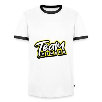 Team Member - Men's Ringer Shirt - white/black - Front - AI Model Female 172 light (172cm) & AI Model Male 178 dark (178cm)