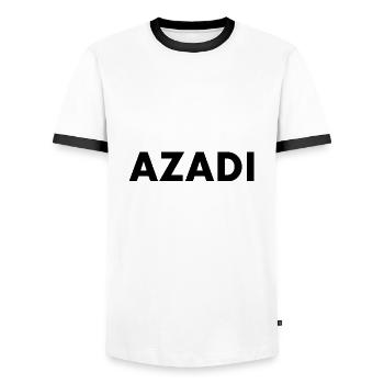Azadi - Men's Ringer Shirt - white/black - Front - AI Model Female 172 light (172cm) & AI Model Male 178 dark (178cm)