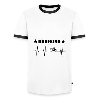 Dorfkind - Männer Kontrast-T-Shirt - Weiß/Schwarz - Vorne - AI Model Female 172 light (172cm) & AI Model Male 178 dark (178cm)