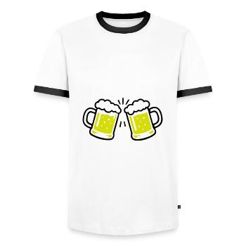Bier Anstossen Prost - Männer Kontrast-T-Shirt - Weiß/Schwarz - Vorne - AI Model Female 172 light (172cm) & AI Model Male 178 dark (178cm)