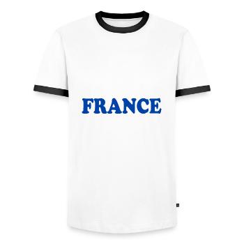 France - Men's Ringer Shirt - white/black - Front - AI Model Female 172 light (172cm) & AI Model Male 178 dark (178cm)
