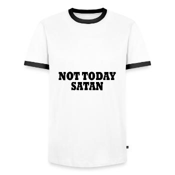 Not today satan - Men's Ringer Shirt - white/black - Front - AI Model Female 172 light (172cm) & AI Model Male 178 dark (178cm)