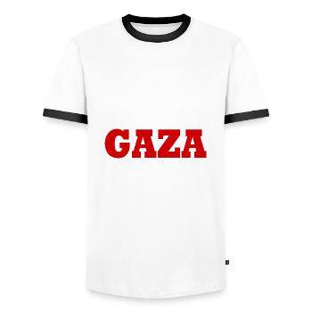 Gaza - Männer Kontrast-T-Shirt - Weiß/Schwarz - Vorne - AI Model Female 172 light (172cm) & AI Model Male 178 dark (178cm)