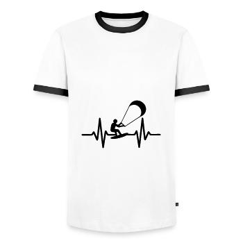 Kitesurf heartbeat - Men's Ringer Shirt - white/black - Front - AI Model Female 172 light (172cm) & AI Model Male 178 dark (178cm)