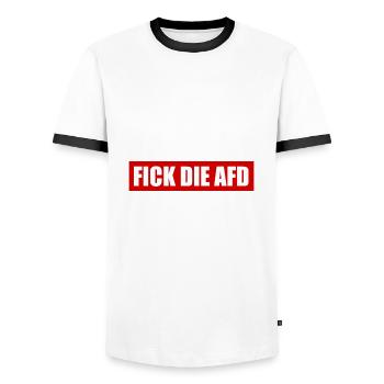 Fick die afd - Männer Kontrast-T-Shirt - Weiß/Schwarz - Vorne - AI Model Female 172 light (172cm) & AI Model Male 178 dark (178cm)