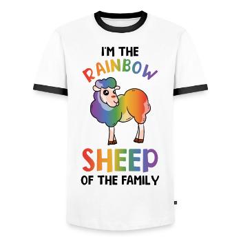 I'm The Rainbow Sheep In The Family Lesbian Love G - Männer Kontrast-T-Shirt - Weiß/Schwarz - Vorne - AI Model Female 172 light (172cm) & AI Model Male 178 dark (178cm)
