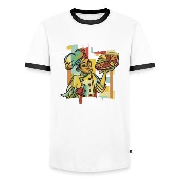 Italie Drapeau italien Italia Cadeau - T-shirt contrasté Homme - blanc/noir - Devant - AI Model Female 172 light (172cm) & AI Model Male 178 dark (178cm)