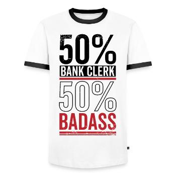 50% Bank Clerk 50% Badass Finance Bookkeeper Cashi - Männer Kontrast-T-Shirt - Weiß/Schwarz - Vorne - AI Model Female 172 light (172cm) & AI Model Male 178 dark (178cm)