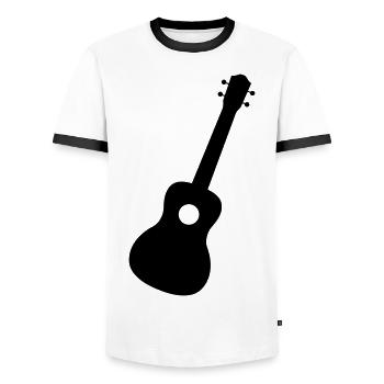 Ukulélé Cadeau semblable à une guitare - T-shirt contrasté Homme - blanc/noir - Devant - AI Model Female 172 light (172cm) & AI Model Male 178 dark (178cm)