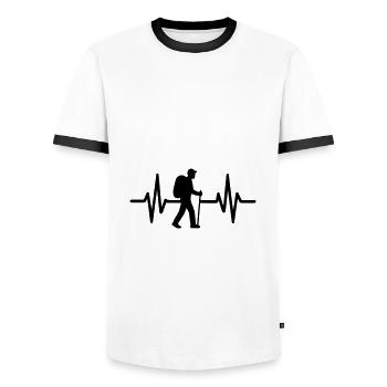 Wandern Herzschlag - Männer Kontrast-T-Shirt - Weiß/Schwarz - Vorne - AI Model Female 172 light (172cm) & AI Model Male 178 dark (178cm)