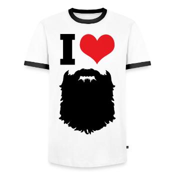 I Love Beards - Men's Ringer Shirt - white/black - Front - AI Model Female 172 light (172cm) & AI Model Male 178 dark (178cm)