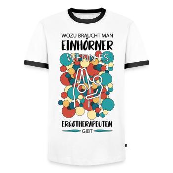 ERGOTHERAPEUTIN ERGOTHERAPIE - Männer Kontrast-T-Shirt - Weiß/Schwarz - Vorne - AI Model Female 172 light (172cm) & AI Model Male 178 dark (178cm)