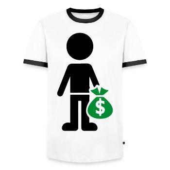 Business Money Hustle - Men's Ringer Shirt - white/black - Front - AI Model Female 172 light (172cm) & AI Model Male 178 dark (178cm)