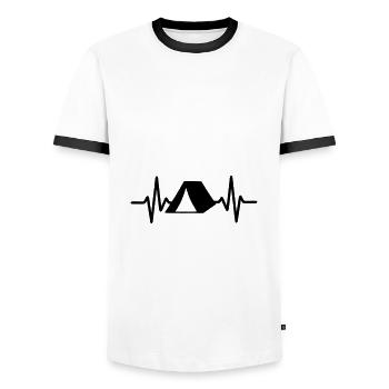Camping heartbeat - Men's Ringer Shirt - white/black - Front - AI Model Female 172 light (172cm) & AI Model Male 178 dark (178cm)