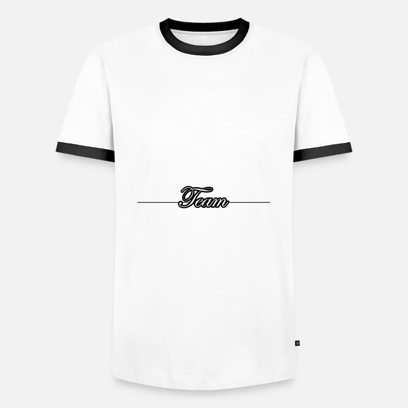 Team Linie - Männer Kontrast-T-Shirt - Weiß/Schwarz