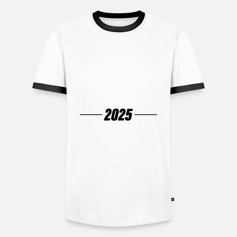 2025 year - Men's Ringer Shirt - white/black