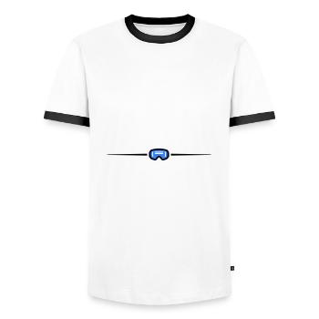 Ski Goggles Icon Line - Men's Ringer Shirt - white/black - Front - AI Model Female 172 light (172cm) & AI Model Male 178 dark (178cm)