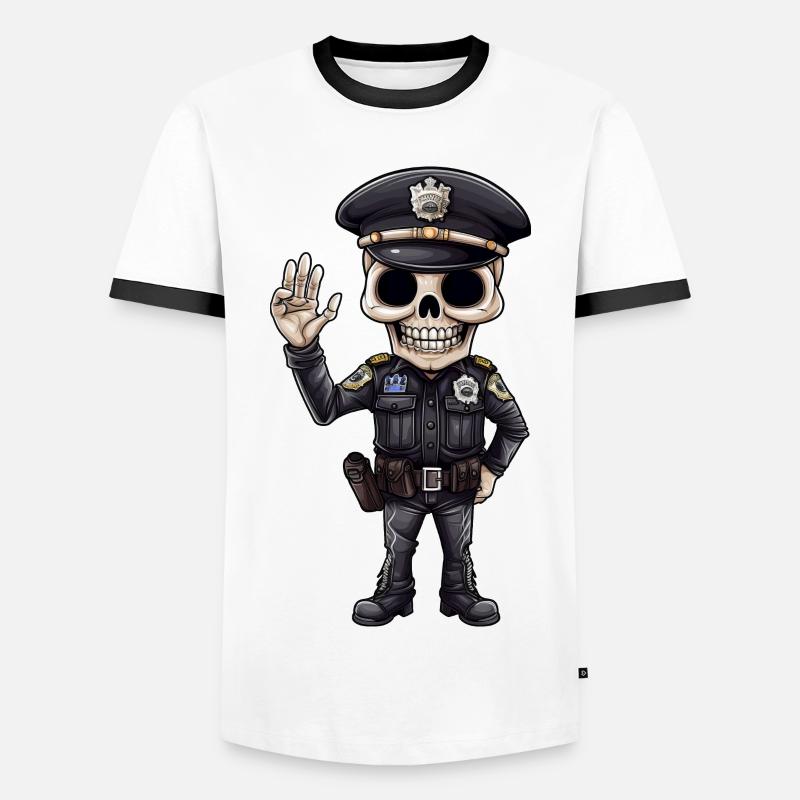 Skeleton Policeman - Men's Ringer Shirt - white/black