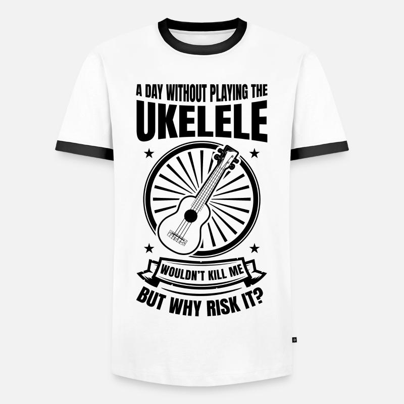 Ukulele Lehrer Scherz - Männer Kontrast-T-Shirt - Weiß/Schwarz