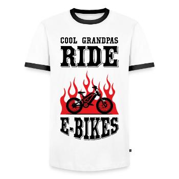 Cool Grandpas Ride E Bike - Men's Ringer Shirt - white/black - Front - AI Model Female 172 light (172cm) & AI Model Male 178 dark (178cm)