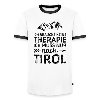 Ich Brauche Keine Therapie Ich Muss Nur Nach Tirol - Männer Kontrast-T-Shirt - Weiß/Schwarz - Vorne - AI Model Female 172 light (172cm) & AI Model Male 178 dark (178cm)