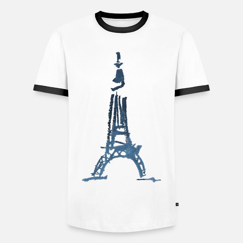 Eiffel Tower Sketch - Men's Ringer Shirt - white/black