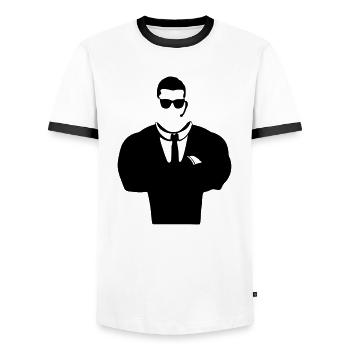 Security Guard Silhouette - Männer Kontrast-T-Shirt - Weiß/Schwarz - Vorne - AI Model Female 172 light (172cm) & AI Model Male 178 dark (178cm)