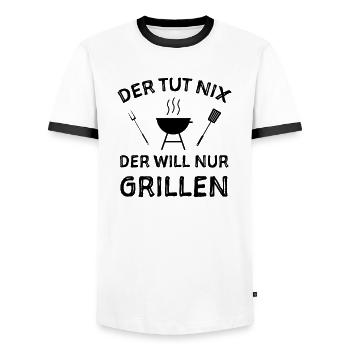 Grill Grillen Sprüche Witze - Männer Kontrast-T-Shirt - Weiß/Schwarz - Vorne - AI Model Female 172 light (172cm) & AI Model Male 178 dark (178cm)