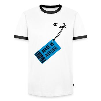 Made in Austria T-Shirt - Men's Ringer Shirt - white/black - Front - AI Model Female 172 light (172cm) & AI Model Male 178 dark (178cm)