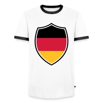 Drapeau blason d’Allemagne - équipe de football d’ - T-shirt contrasté Homme - blanc/noir - Devant - AI Model Female 172 light (172cm) & AI Model Male 178 dark (178cm)