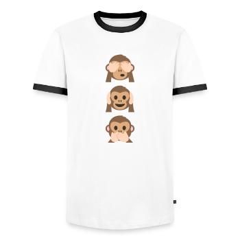 Édition limitée de Monkey Emoji - T-shirt contrasté Homme - blanc/noir - Devant - AI Model Female 172 light (172cm) & AI Model Male 178 dark (178cm)