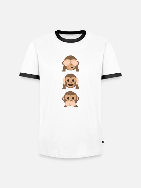 Limited edition of Monkey Emoji - Men's Ringer Shirt - white/black