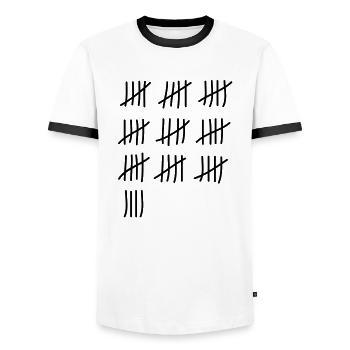 tage_zaehlen_49 - Männer Kontrast-T-Shirt - Weiß/Schwarz - Vorne - AI Model Female 172 light (172cm) & AI Model Male 178 dark (178cm)