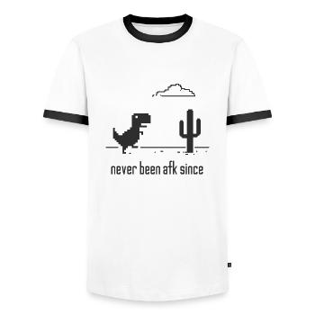 Jamais afk nerd internet wifi dino gambler - T-shirt contrasté Homme - blanc/noir - Devant - AI Model Female 172 light (172cm) & AI Model Male 178 dark (178cm)