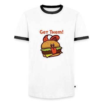 Burger tasty meat beef gift eat - Men's Ringer Shirt - white/black - Front - AI Model Female 172 light (172cm) & AI Model Male 178 dark (178cm)