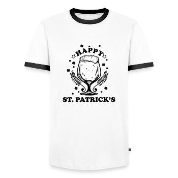 Joyeux Saint Patricks Day Irlande couleurs vertes - T-shirt contrasté Homme - blanc/noir - Devant - AI Model Female 172 light (172cm) & AI Model Male 178 dark (178cm)