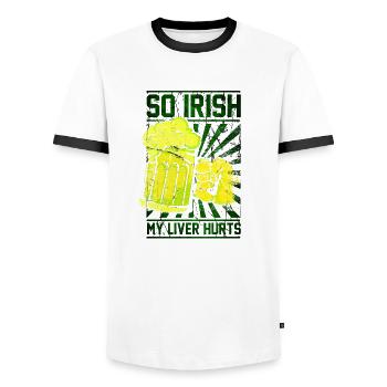Irisch meine Leber schmerzt Bier trinken Geschenk - Männer Kontrast-T-Shirt - Weiß/Schwarz - Vorne - AI Model Female 172 light (172cm) & AI Model Male 178 dark (178cm)